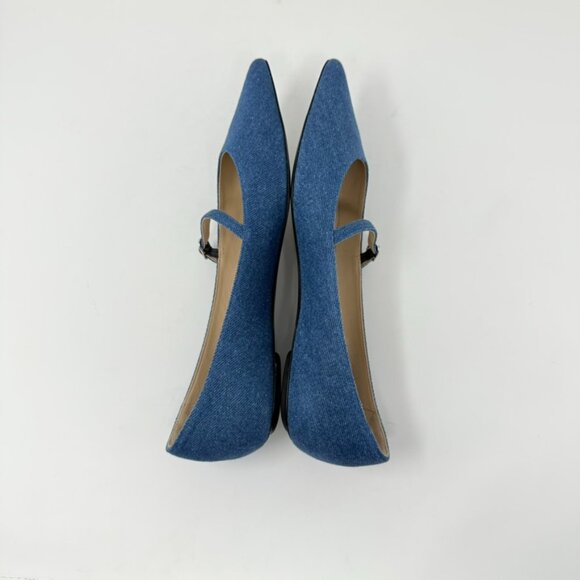 New Stuart Weitzman Emilia Mary Jane Ballerina Flats Denim Sz 10 - Picture 10 of 14